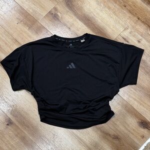 adidas Black Cropped Athletic Tee with Logo